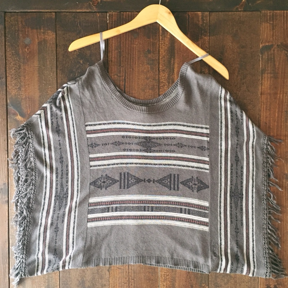 Billabong Knit Aztec Print Poncho Top